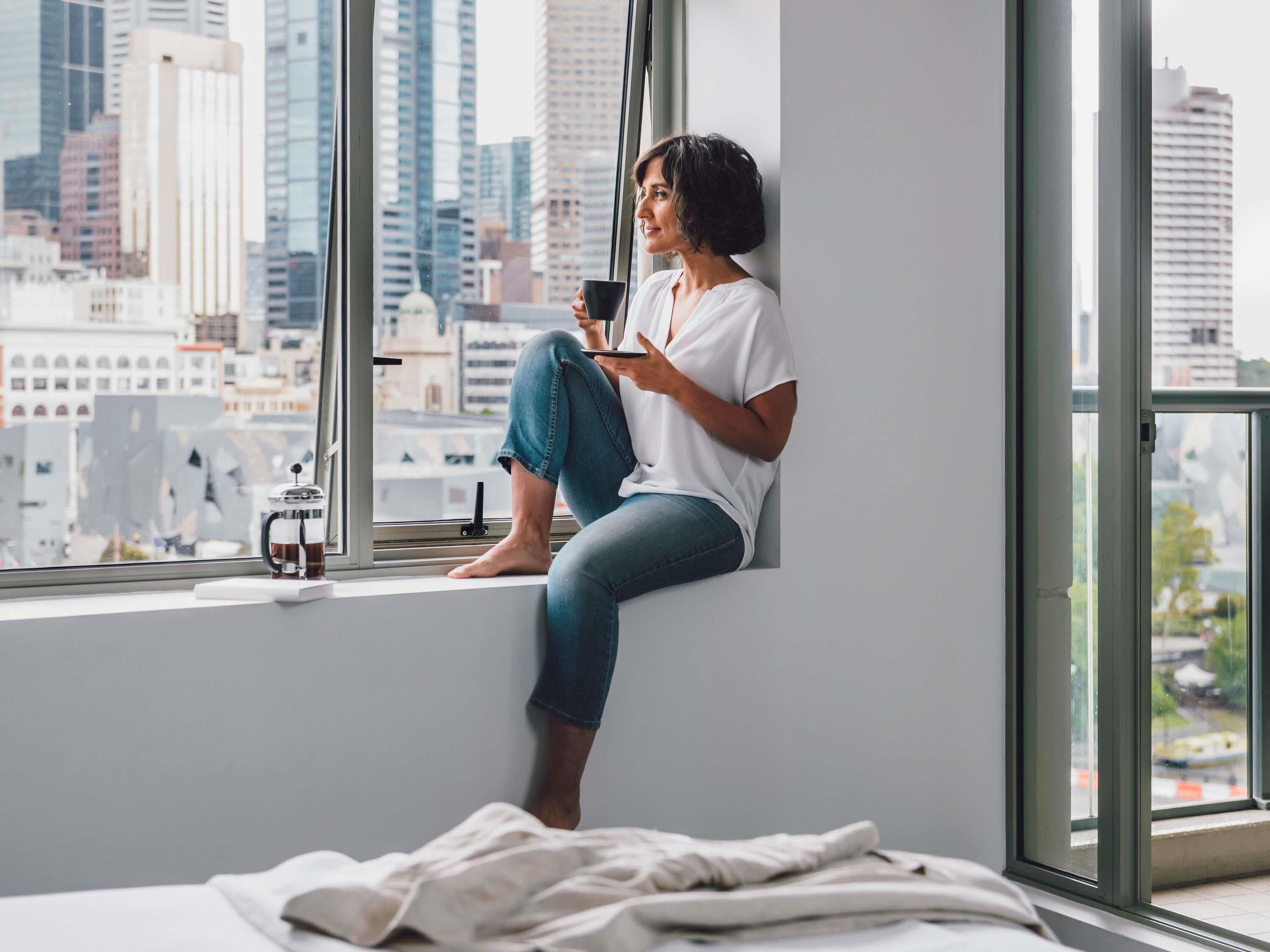 Apartamento luxo, 1 quarto, sacada, vista para o rio | Roupas de cama premium, edredons de pluma, cofres nos quartos