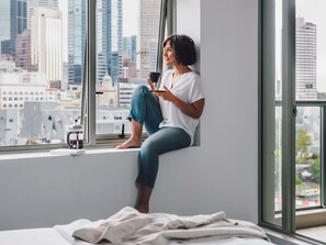 디럭스 아파트, 침실 1개, 발코니, 강 전망 | 고급 침구, 오리/거위털 이불, 객실 내 금고, 노트북 작업 공간