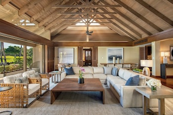 Villa, 2 Bedrooms, Ocean View (Residence) | Living room | 40-inch LCD TV with cable channels, TV, pay movies at Mauna Lani, Auberge Collection