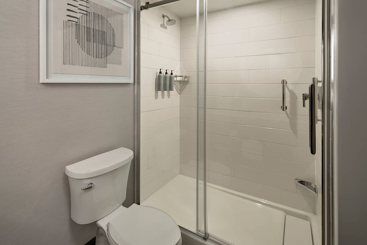 Ensemble douche/baignoire, articles de toilette gratuits, sèche-cheveux