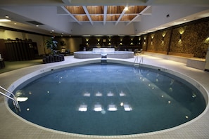 Indoor pool, open 6:00 AM to 10:00 PM, sun loungers