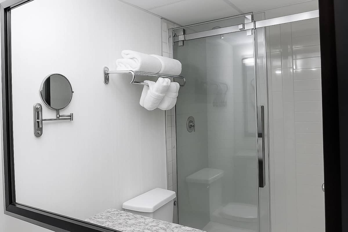 Tina con regadera, regadera tipo lluvia, amenidades de baño gratuitas