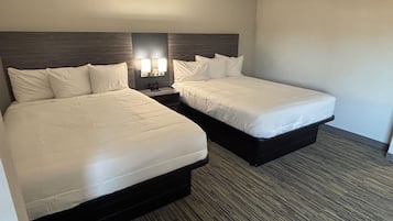 Individually furnished, desk, laptop workspace, blackout drapes