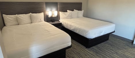Individually furnished, desk, laptop workspace, blackout curtains