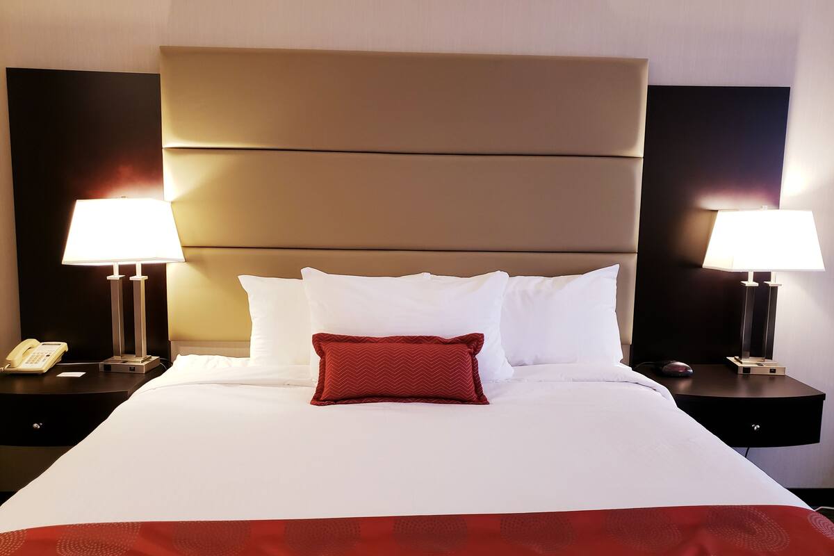 superior suite, 1 king bed, non smoking, city view (6th floor) | desk, laptop workspace, blackout curtains, iron/ironing board