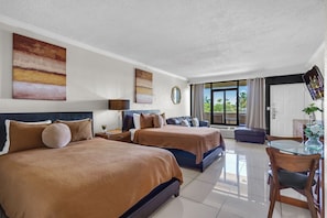 Deluxe Two-Queen W/ Kitchenette & Sofa Bed | 1 bedroom, premium bedding, in-room safe, desk