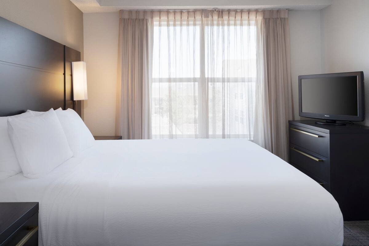 1 bedroom, desk, blackout curtains, iron/ironing board