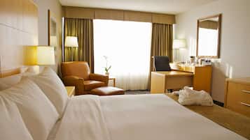 Premium bedding, desk, blackout curtains, iron/ironing board