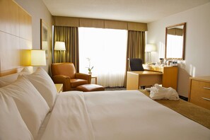 Premium bedding, desk, blackout drapes, iron/ironing board