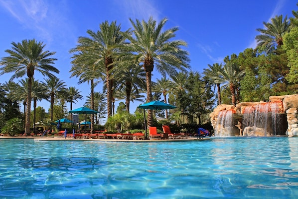 Seasonal outdoor pool, cabanas (surcharge), pool umbrellas