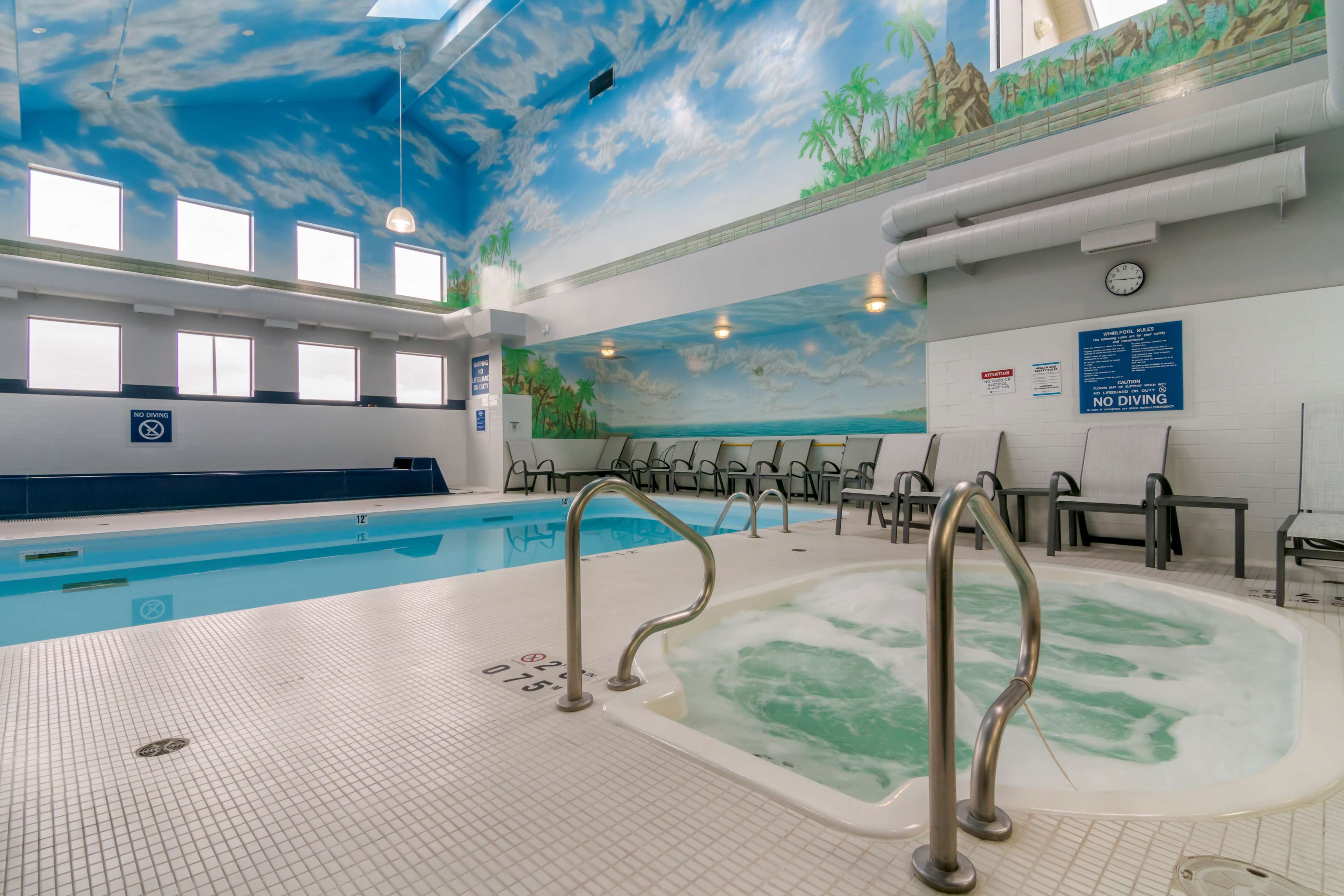 indoor pool, pool loungers
