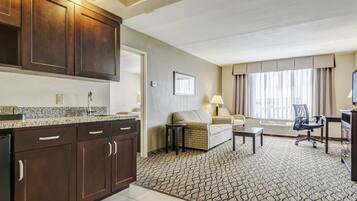 Mini-fridge, microwave, coffee/tea maker