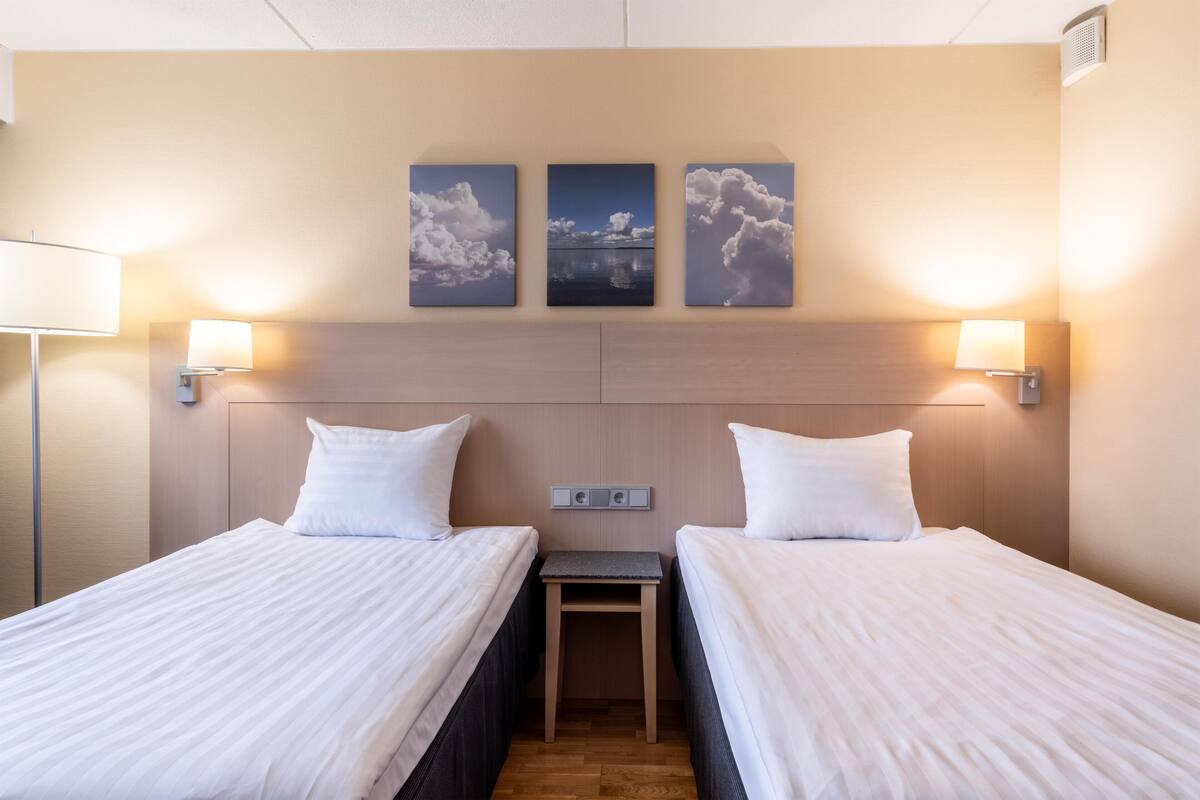 Twin Room | Desk, blackout drapes, WiFi (free), bed sheets