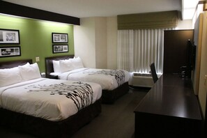 Double Room, 2 Double Beds, Non Smoking | In-room safe, desk, laptop workspace, blackout drapes