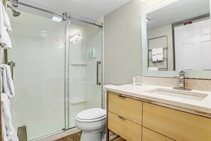 Pillow-top beds, desk, laptop workspace, blackout curtains