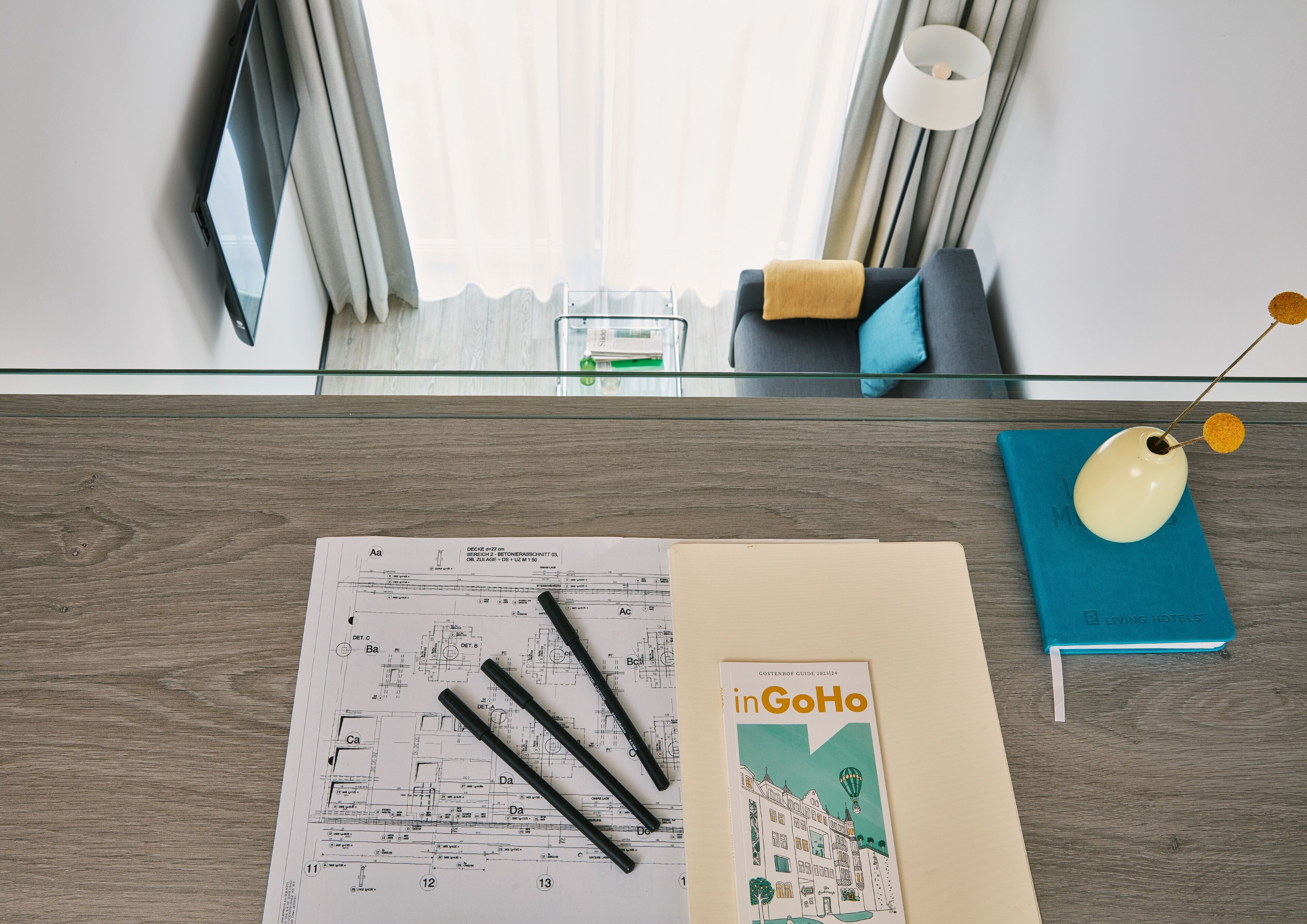 business duplex | minibar, desk, laptop workspace, blackout curtains