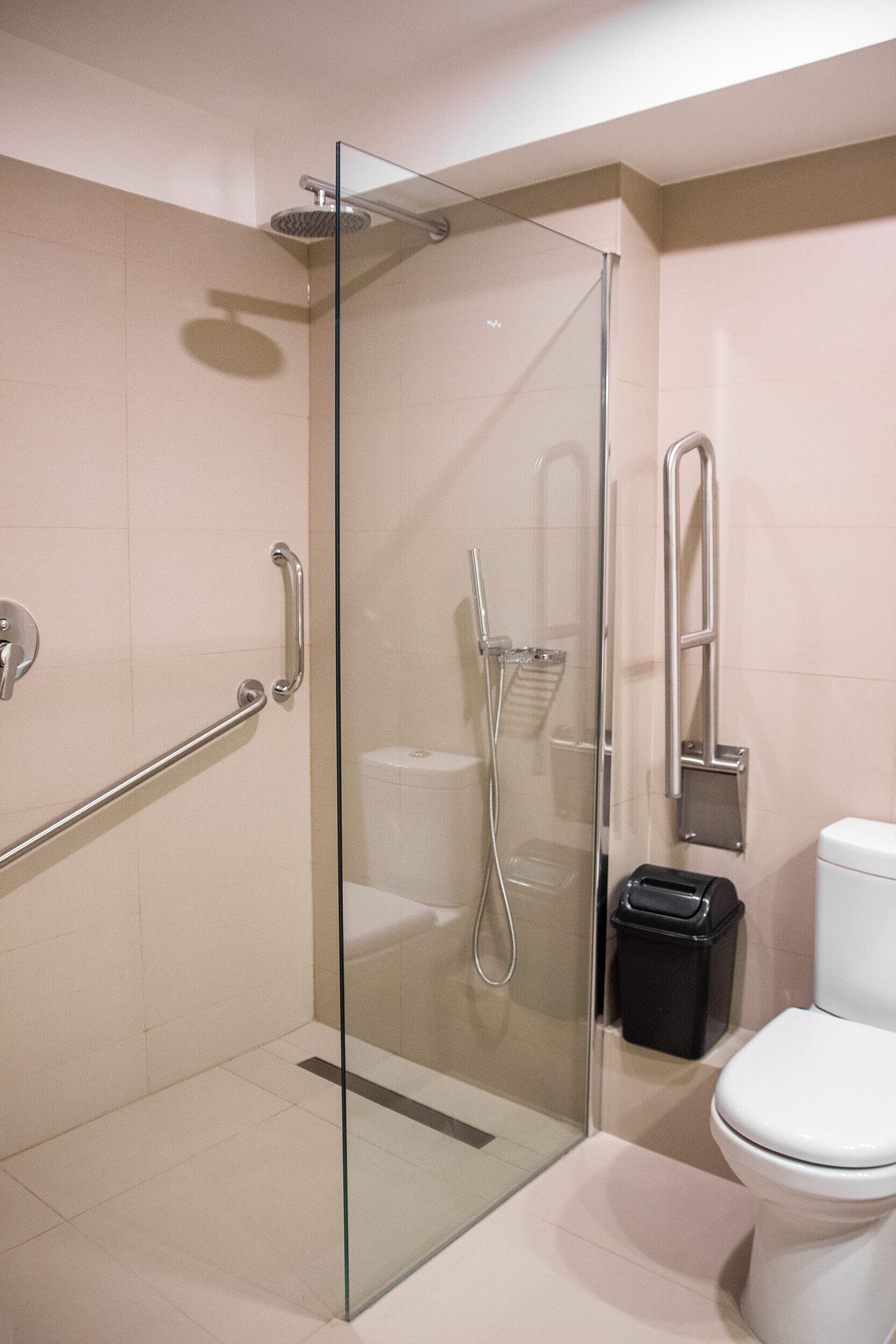 economy room | bathroom | shower, rainfall showerhead, free toiletries, hair dryer
