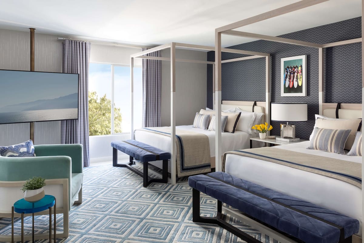 oceana double queen suite | premium bedding, minibar, in-room safe, laptop workspace