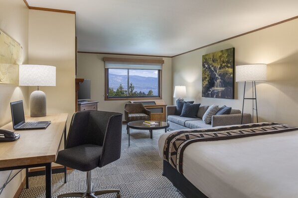 Premium bedding, desk, blackout curtains, soundproofing