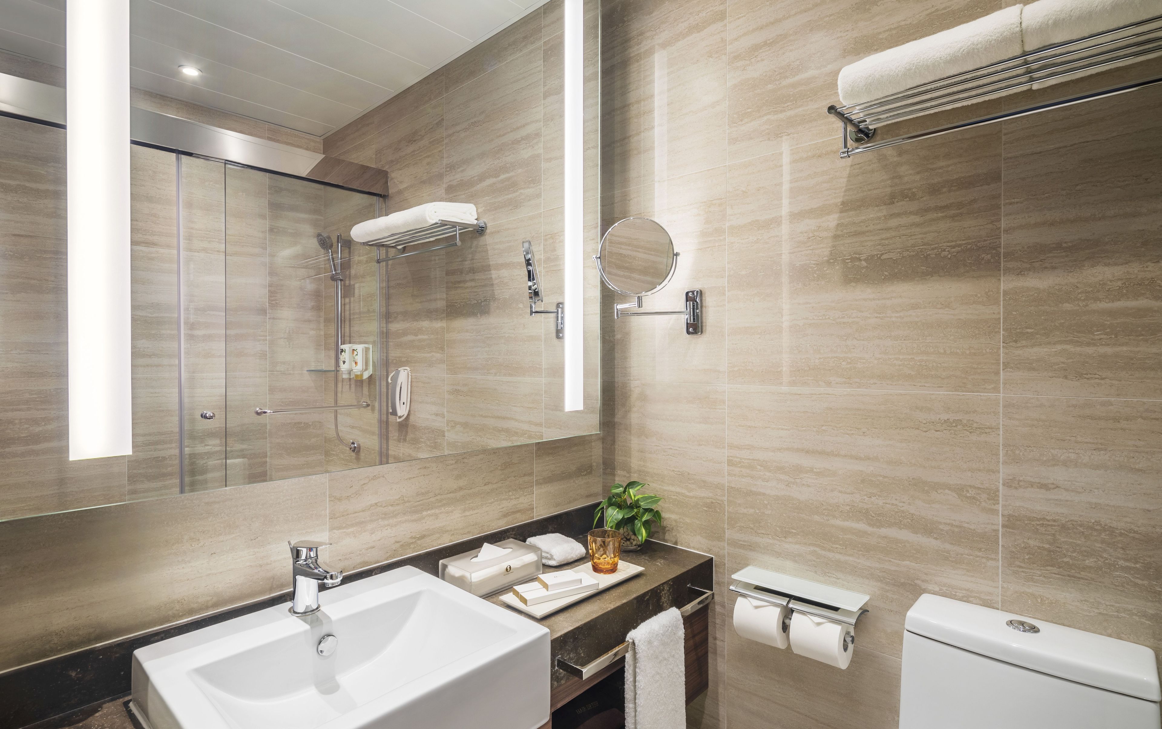 shower, free toiletries, hair dryer, slippers