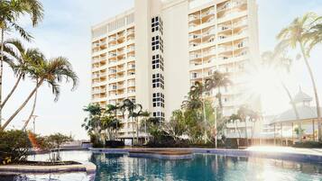 Outdoor pool, open 6:30 AM to 10:00 PM, pool loungers