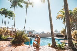 Outdoor pool, pool loungers