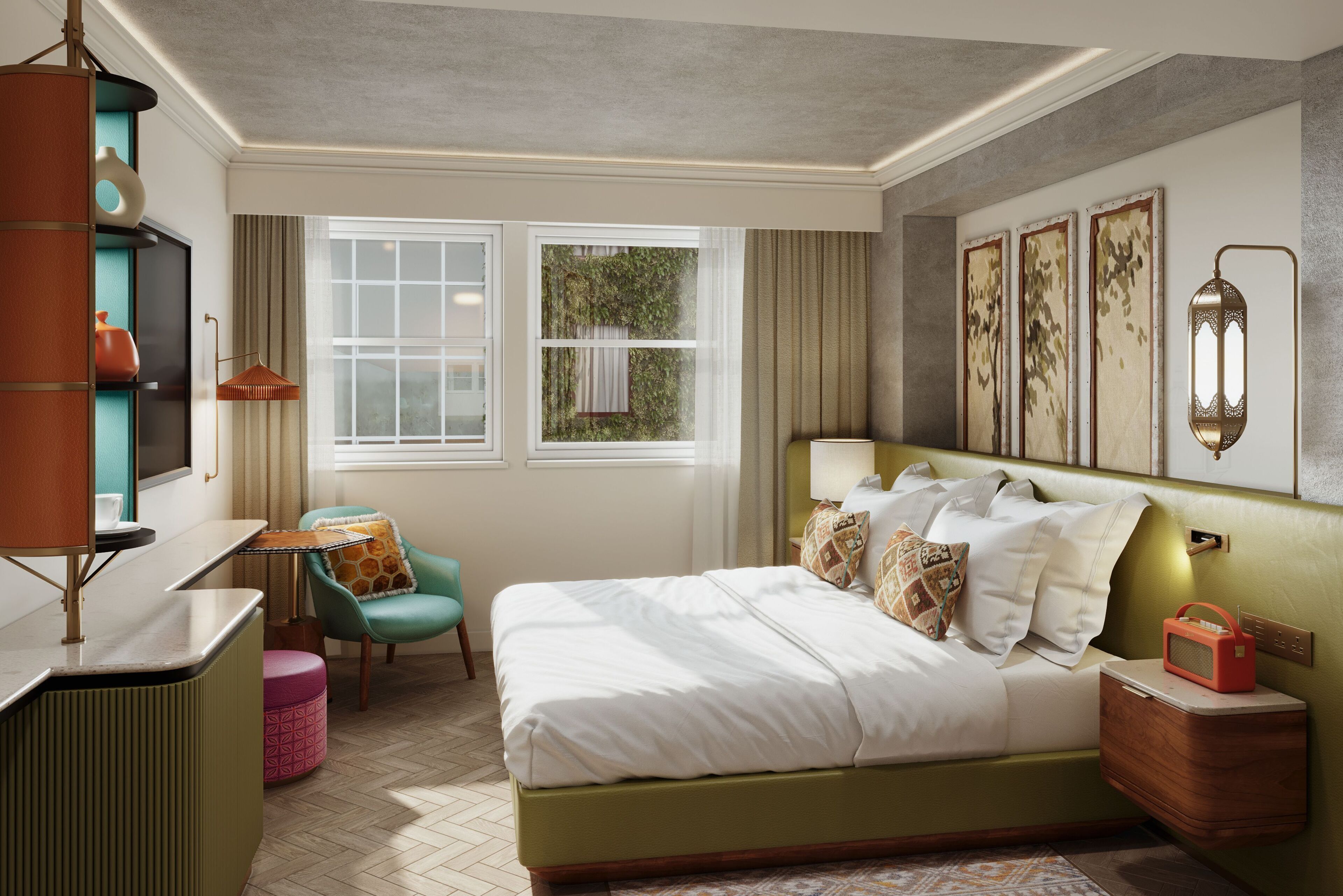 Habitación Deluxe, 1 cama King size, vista a la ciudad | Ropa de cama de alta calidad y caja de seguridad en la habitación 