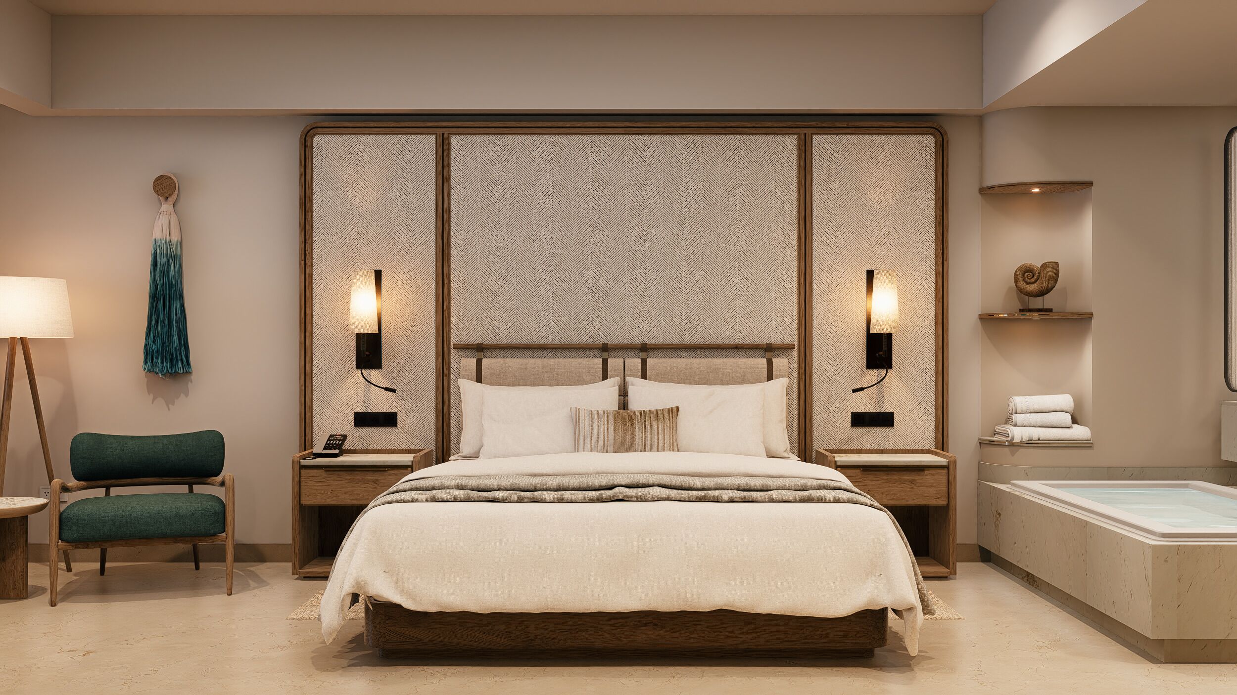 Premium bedding, down comforters, free minibar, in-room safe