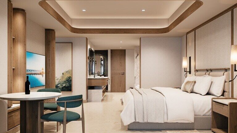 Premium bedding, down comforters, free minibar, in-room safe