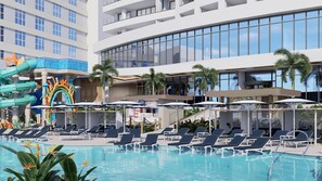 3 Außenpools, Sonnenschirme, Liegestühle