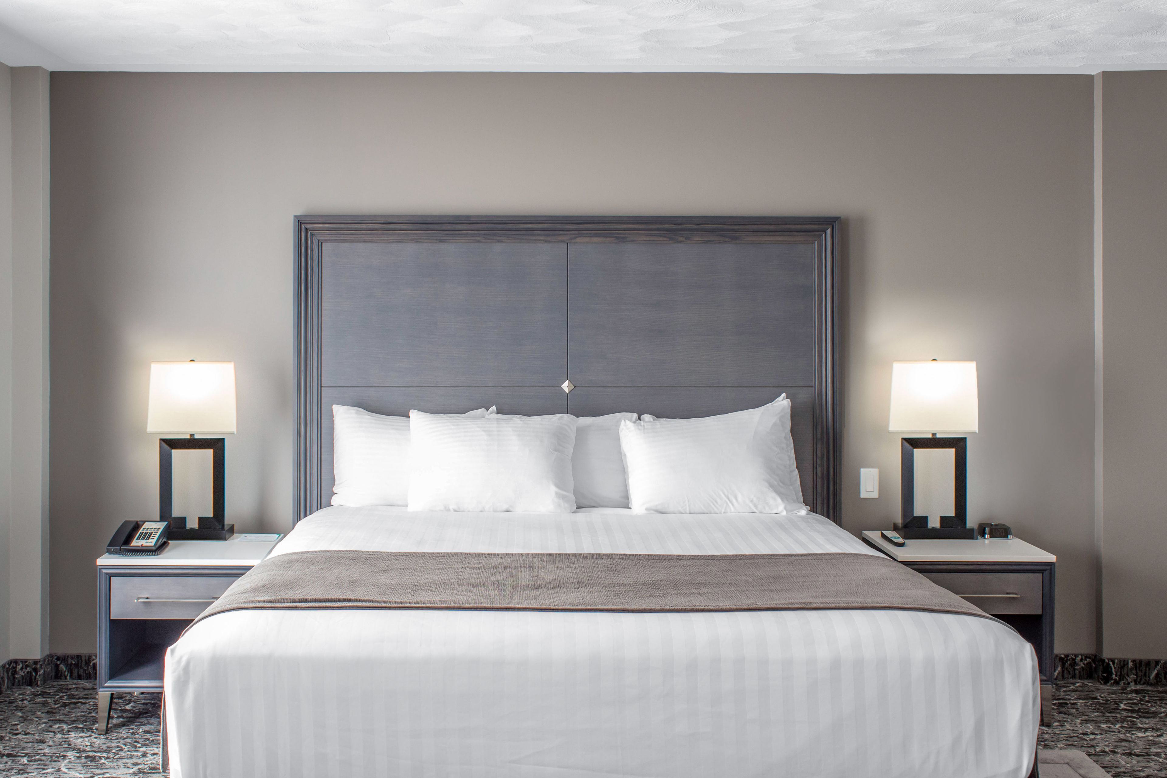 desk, laptop workspace, blackout curtains, iron/ironing board