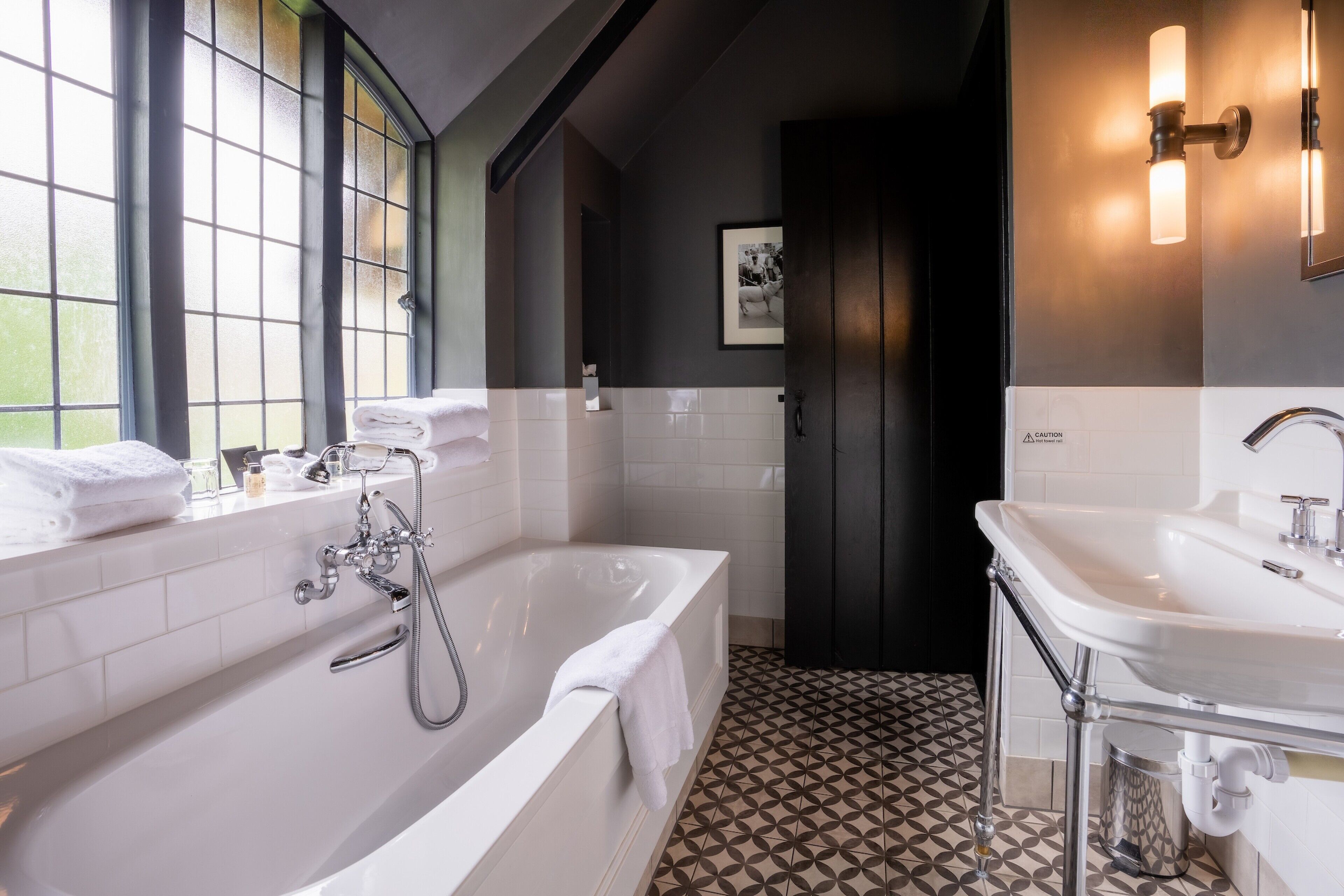 classic cottage | bathroom | combined shower/bathtub, designer toiletries, hair dryer, bathrobes