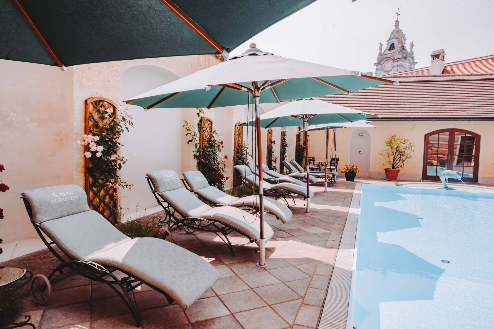 Indoor pool, outdoor pool, sun loungers