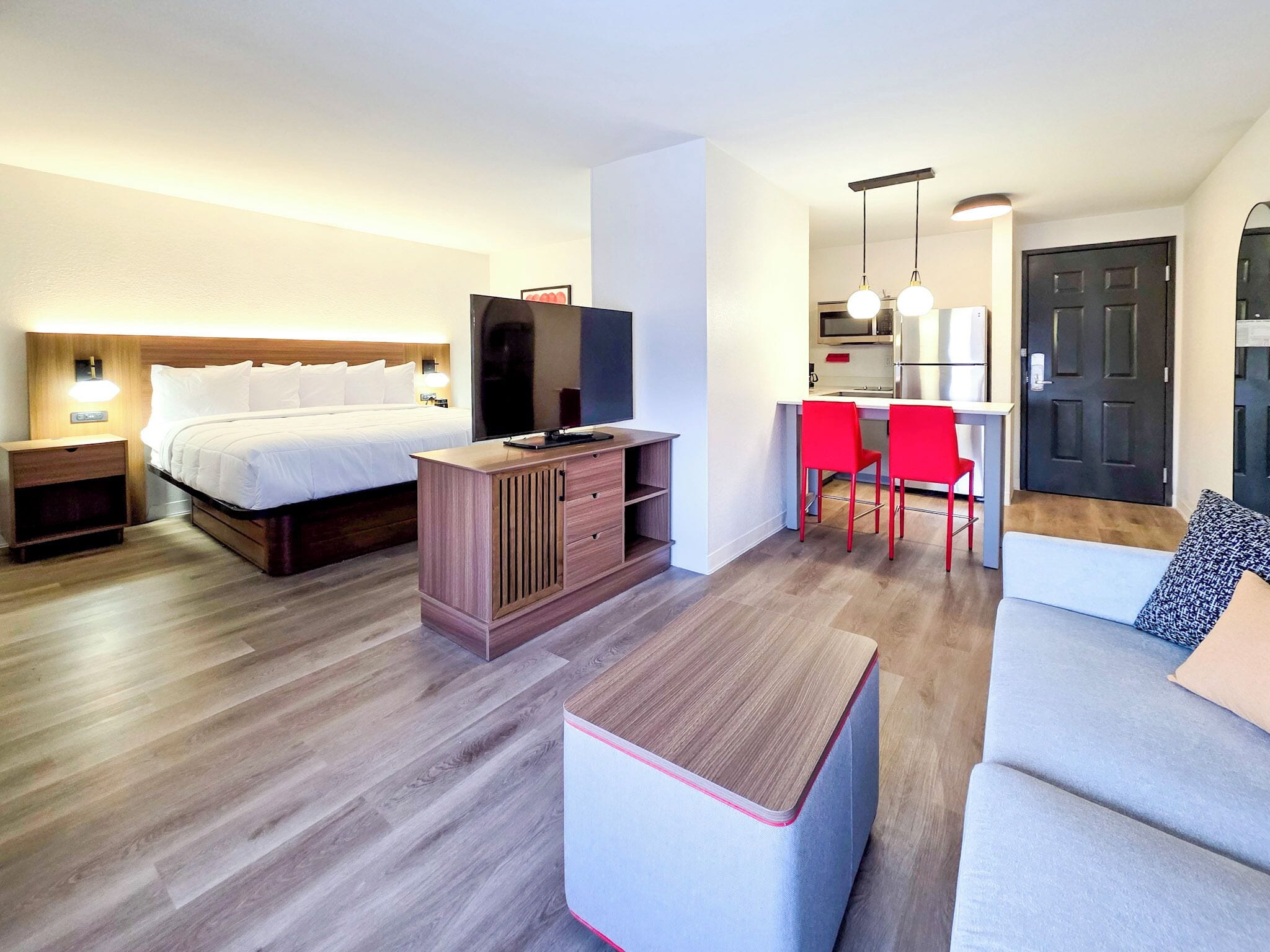 Pillow-top beds, desk, blackout curtains, iron/ironing board