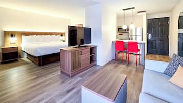 Pillow-top beds, desk, blackout curtains, iron/ironing board