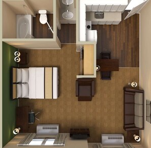 Estudi Deluxe, 1 llit de matrimoni gran i sofà llit, no fumadors | Escriptori, cortines opaques, planxa i posts de planxar i wifi gratuïta 