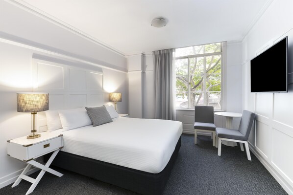 In-room safe, laptop workspace, blackout curtains, soundproofing