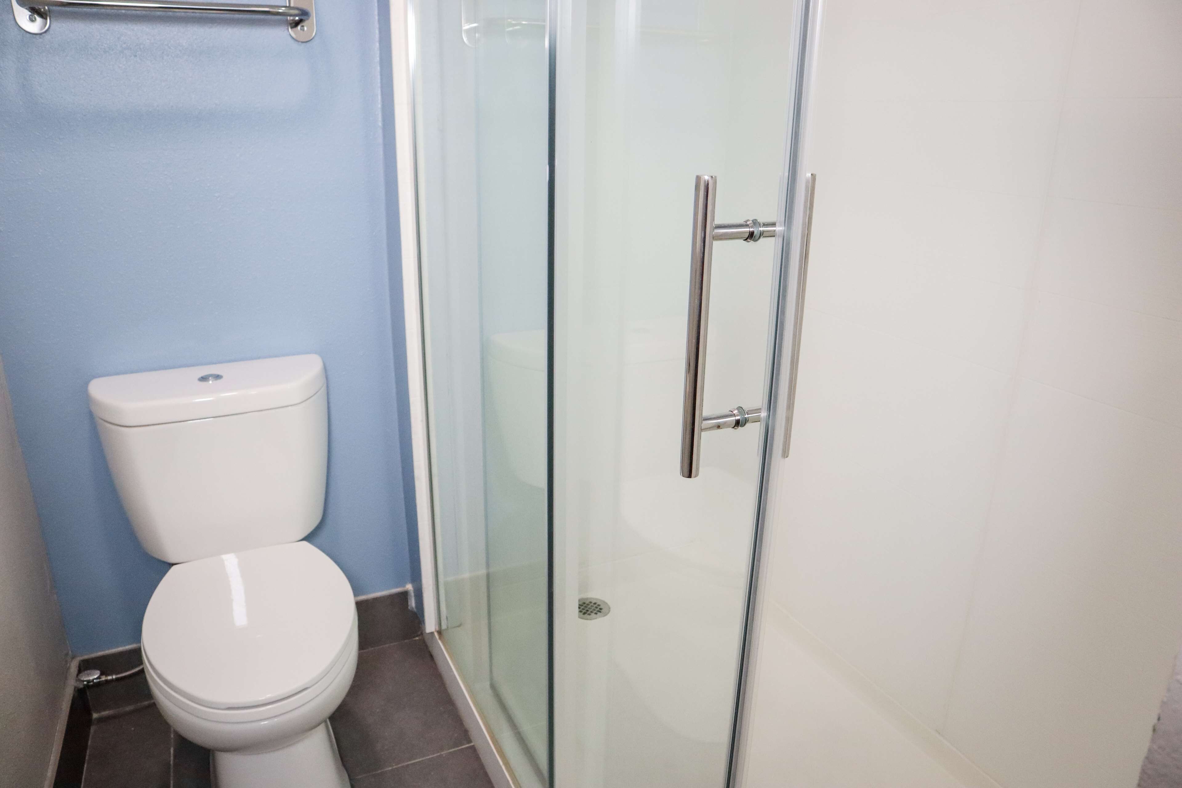 suite, 1 king bed, non smoking, refrigerator & microwave (larger room;with sofabed) | bathroom | free toiletries, hair dryer, towels, soap