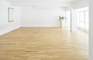 A spacious room with a wooden floor, white walls, and a large window. - Scotty + Emily Hotel Ulm, Sure Hotel Collection by BW (Ulm)