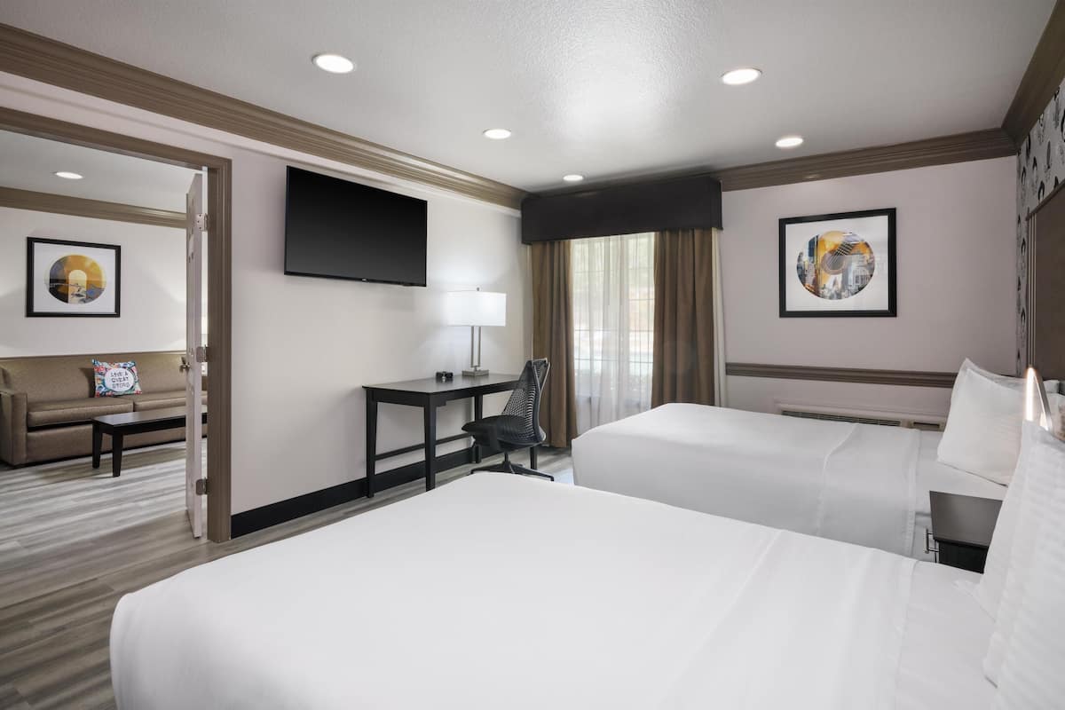 suite, 2 double beds, accessible, refrigerator & microwave (with sofabed) | 1 bedroom, premium bedding, in-room safe, desk