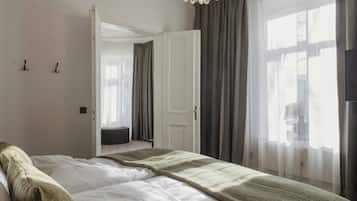 Desk, blackout curtains, iron/ironing board, cots/infant beds