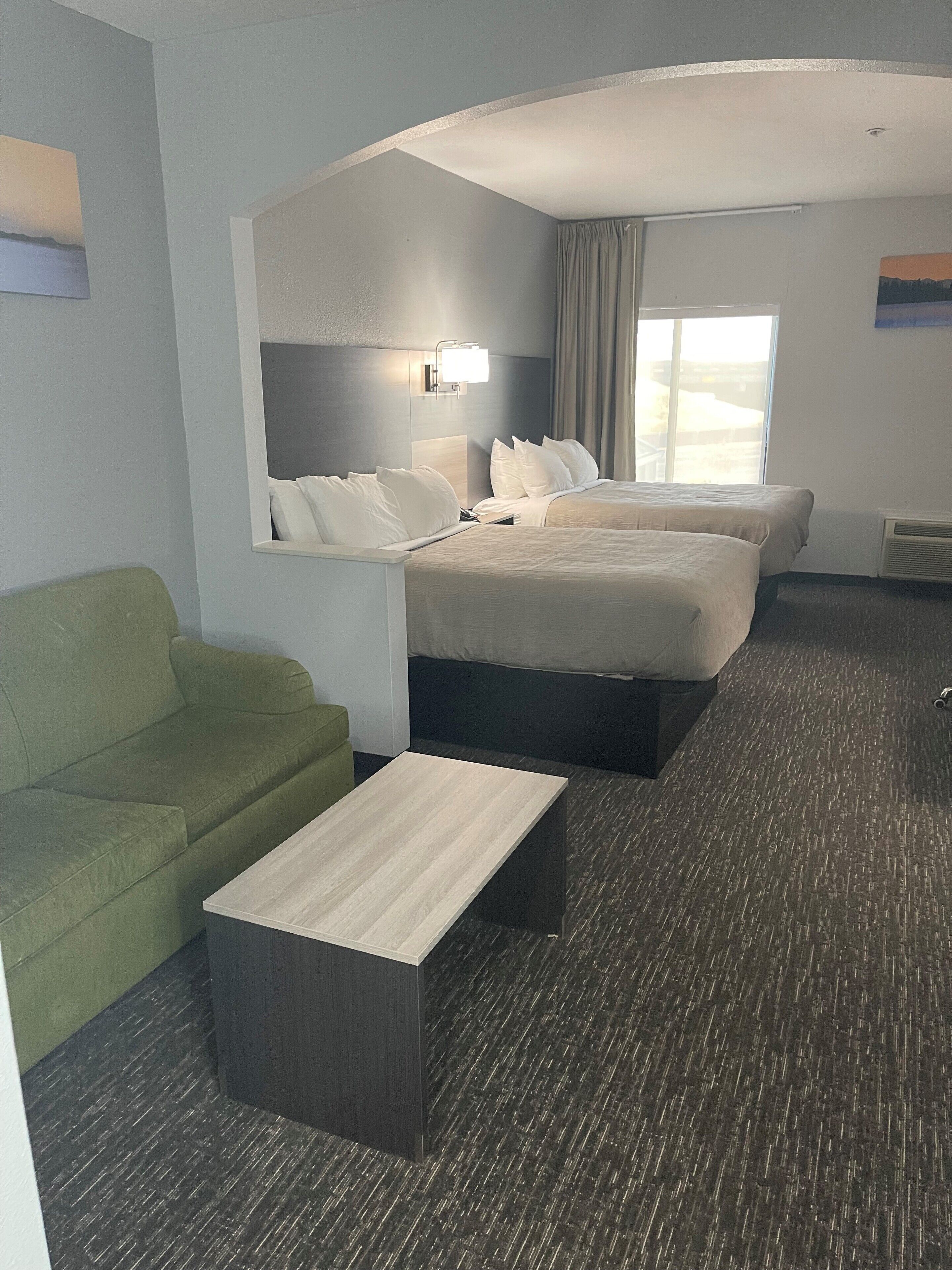 Suite, 2 Queen Beds, Non Smoking | Desk, iron/ironing board, free WiFi, bed sheets