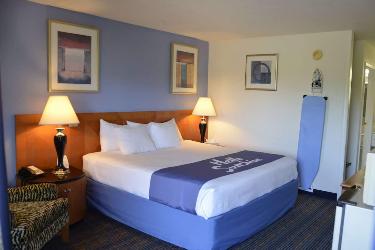 Desk, blackout curtains, iron/ironing board, free WiFi