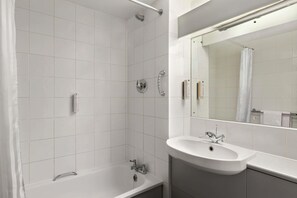 Eco-friendly toiletries, hair dryer, towels