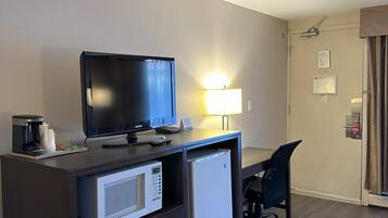 Pillow-top beds, laptop workspace, blackout curtains, iron/ironing board