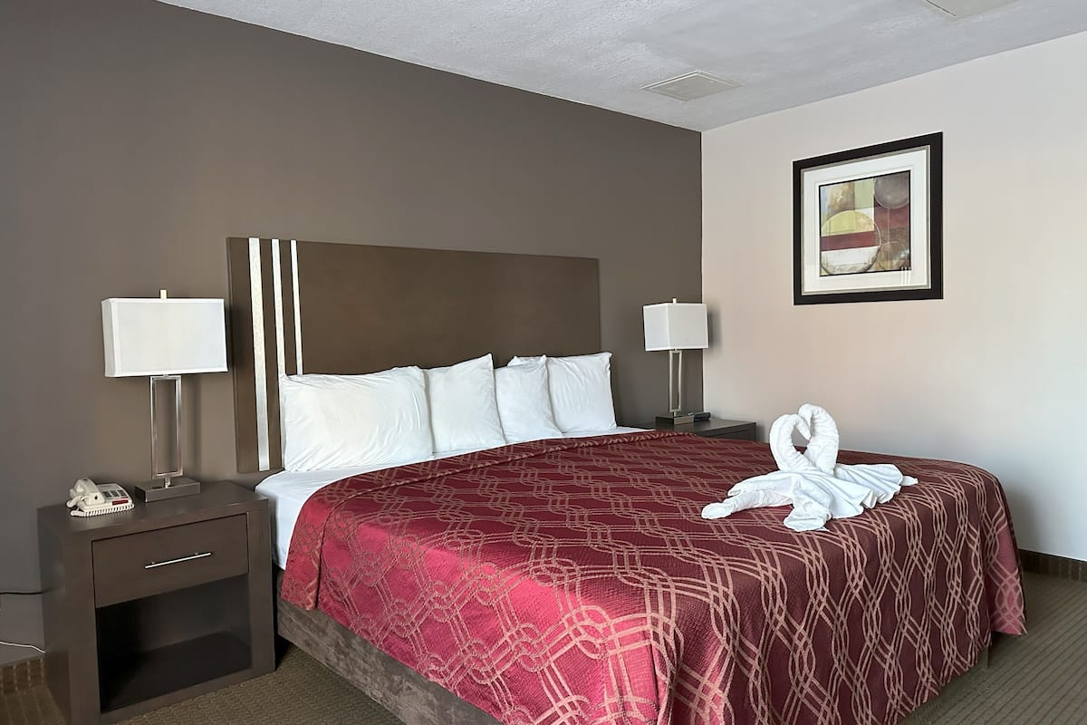 Standard Room, 1 King Bed, Non Smoking | Pillowtop beds, laptop workspace, blackout drapes, iron/ironing board