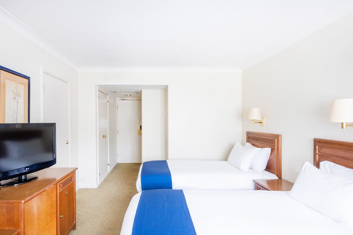 Rom – standard, 2 enkeltsenger | Allergitestet sengetøy, skrivebord og skrivebord for bærbar PC