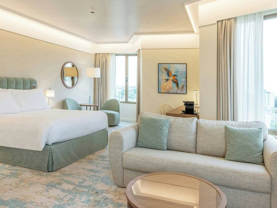 Junior Suite, Multiple Beds, Corner | Premium bedding, minibar, in-room safe, desk
