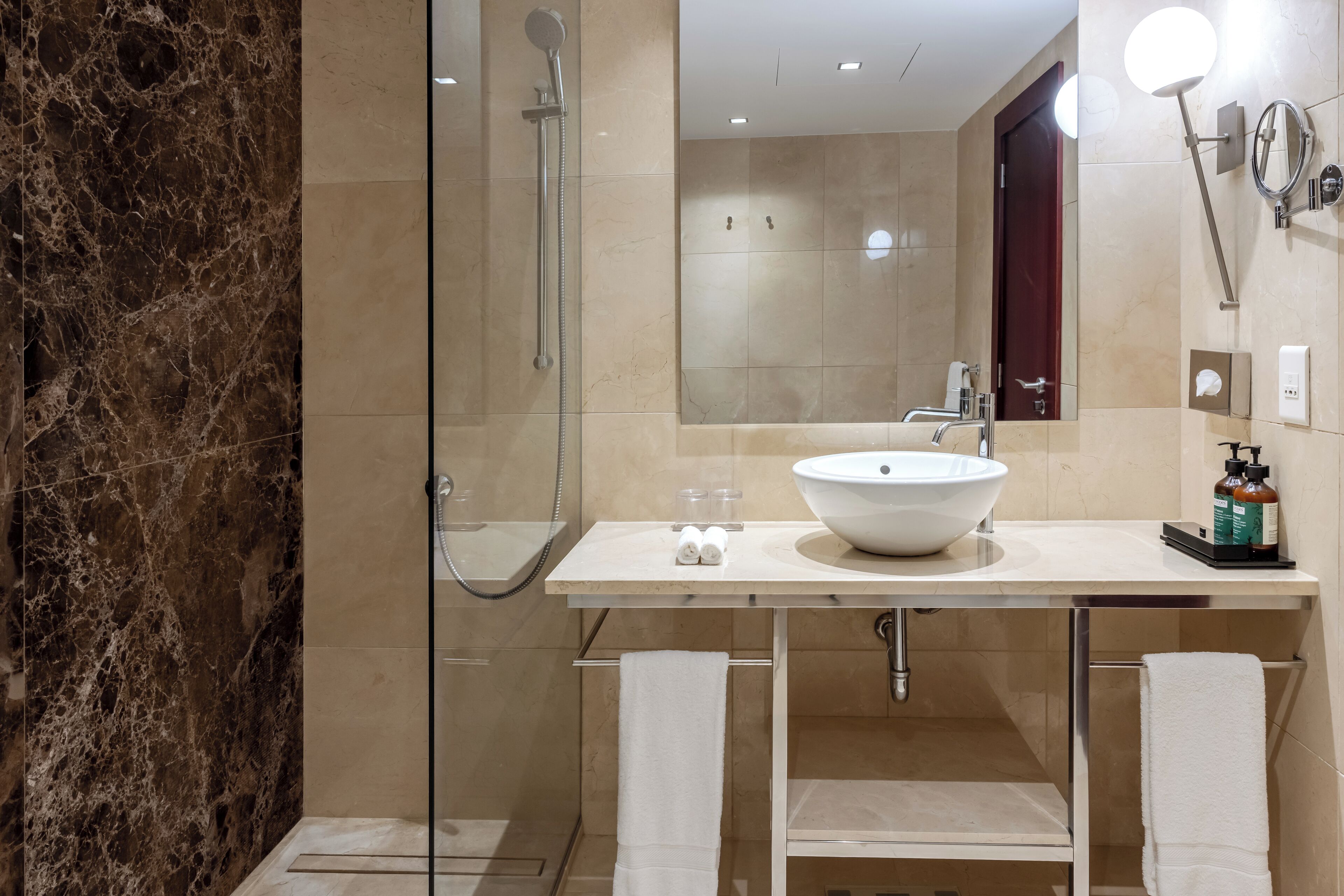 Eco-friendly toiletries, hair dryer, bathrobes, slippers
