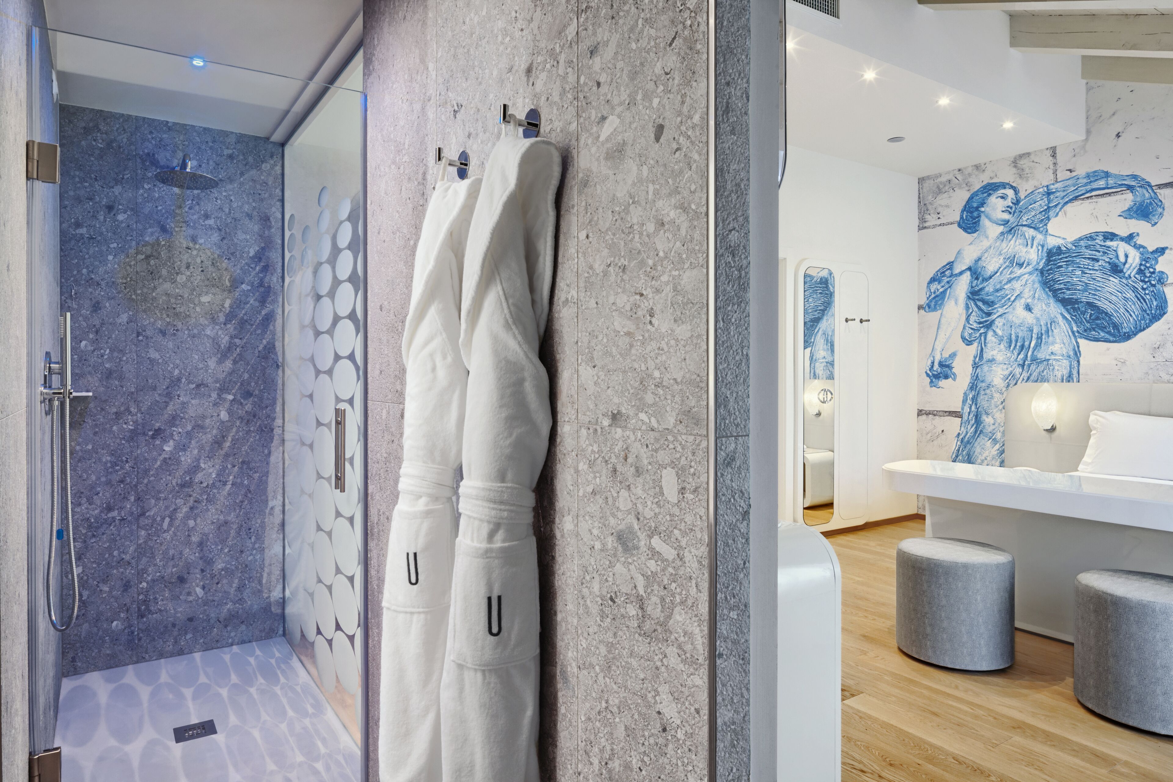 shower, free toiletries, hair dryer, bathrobes